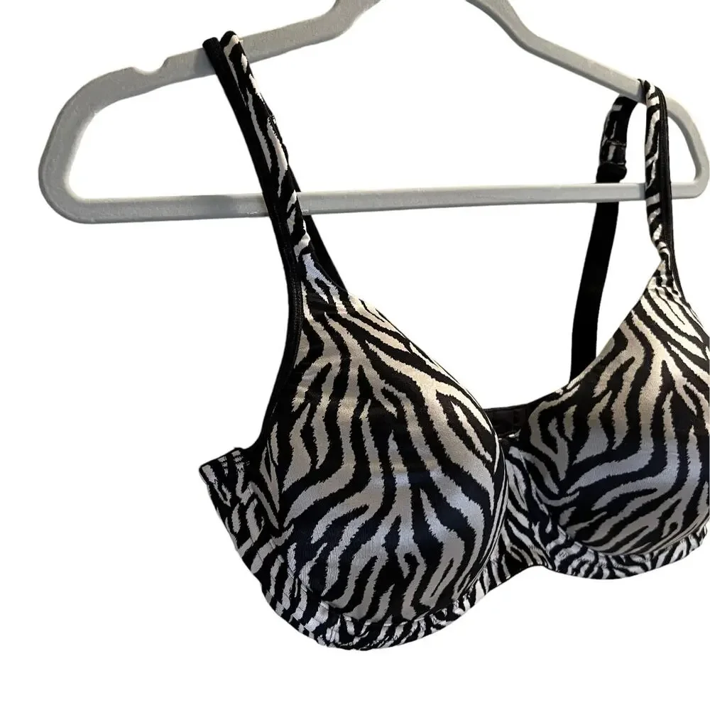 Playtex Side Smoothing Underwire Bra Adjustable Strap Zebra Print Size 38DD